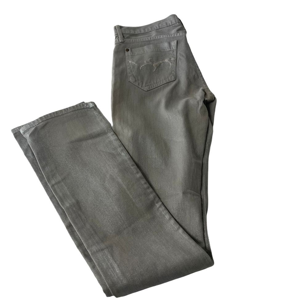 GOLDSIGN Women's Size 27 Metallic Jeans Embroidered Low Rise